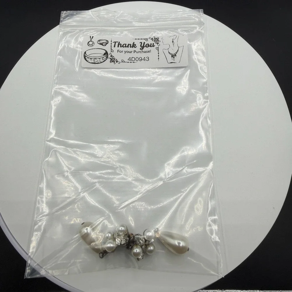 Faux Pearl Rhinestone Teardrop Dangle Earrings Bridal Coquette Statement Gift